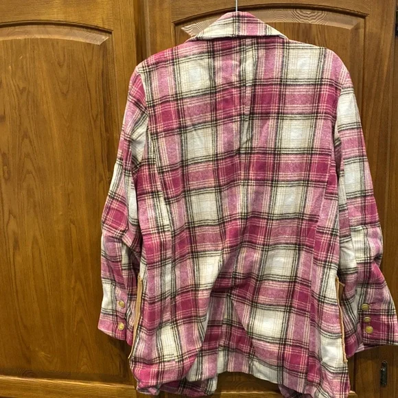 NWOT POL Pink and Brown Plaid Blazer size small - Picture 7 of 8